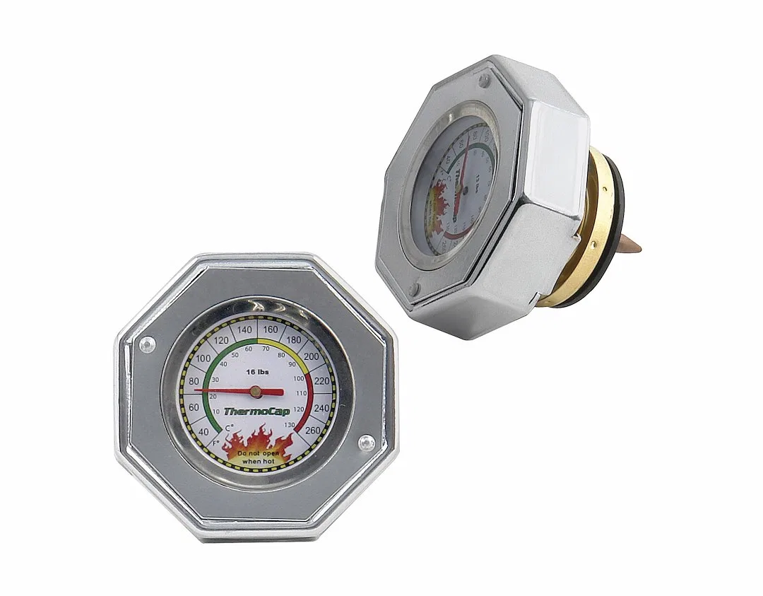 2471S – MR GASKET Radiator Cap, 16 PSI Max Pressure Octagon Silver Anodized Aluminum